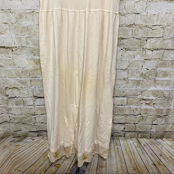 Vintage Pictures By Johnny Was Cream Acorn Leaf Fall Embroidered Tank Dress - Picture 5 of 7